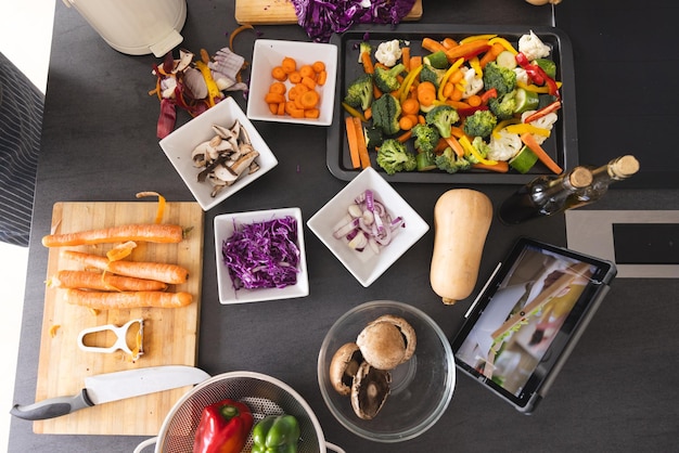 Zestaw dań na planie